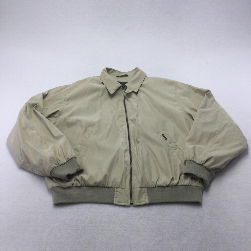 Weatherproof Jacket Mens XL Beige Bomber Full Zip Lined Elastic Waist Casual